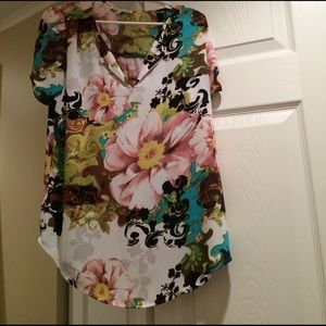 Flower polyester blouse