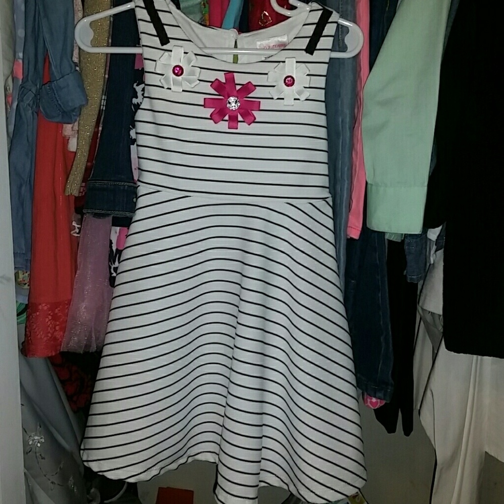 Black and white striped toddler girl dress