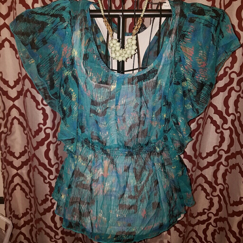 Flirty Teal Top