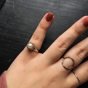 Sterling and 14k Pearl Ring