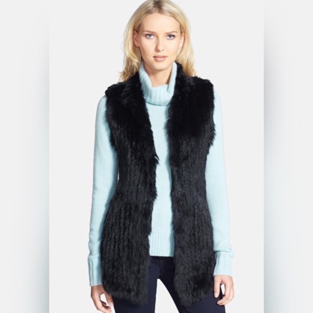 Love Token Nordstrom 100% real rabbit fur vest S