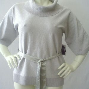 Cable & Guage silver lurex belted cowl neck misses