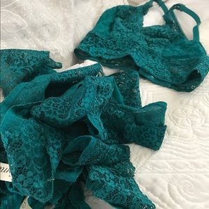 Lace bralette and 3 matching thong panties
