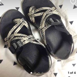 Gray & White Toe Strap Chacos