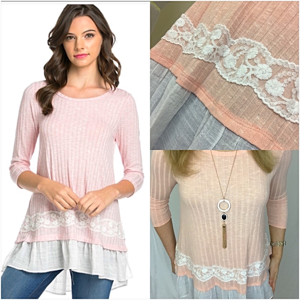 ❤️SOLD❤️Peaches 'n Cream Lace Ruffle Top S sold - Picture 4 of 5
