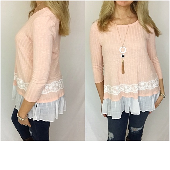 ❤️SOLD❤️Peaches 'n Cream Lace Ruffle Top S sold - Picture 2 of 5