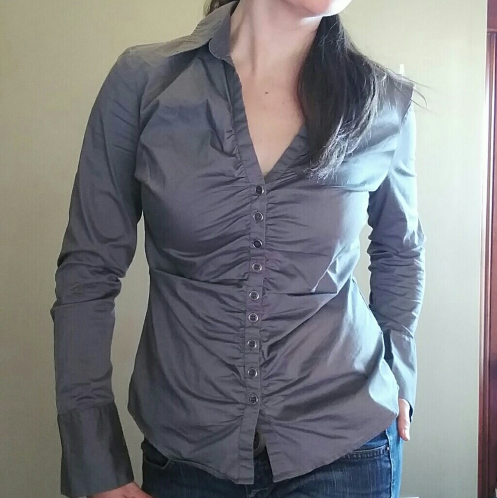 Gray Button Down Dress Shirt