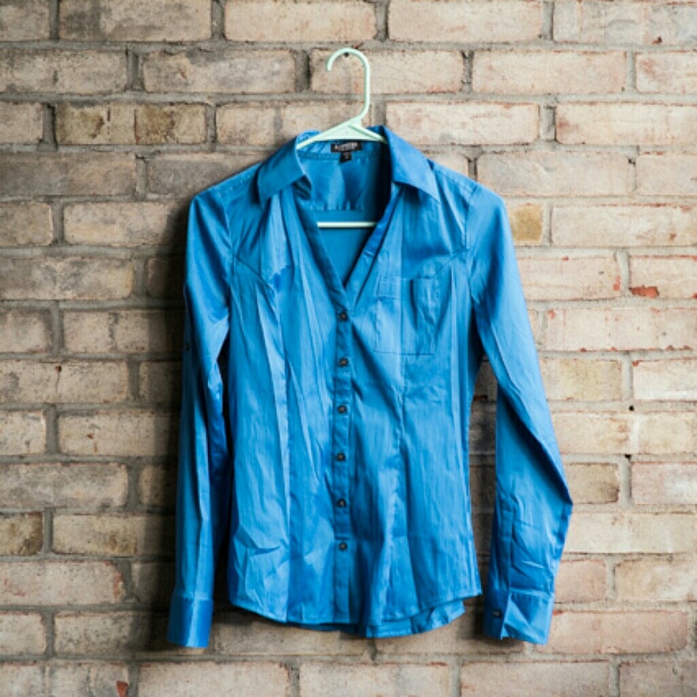 Sleek Blue Button - up