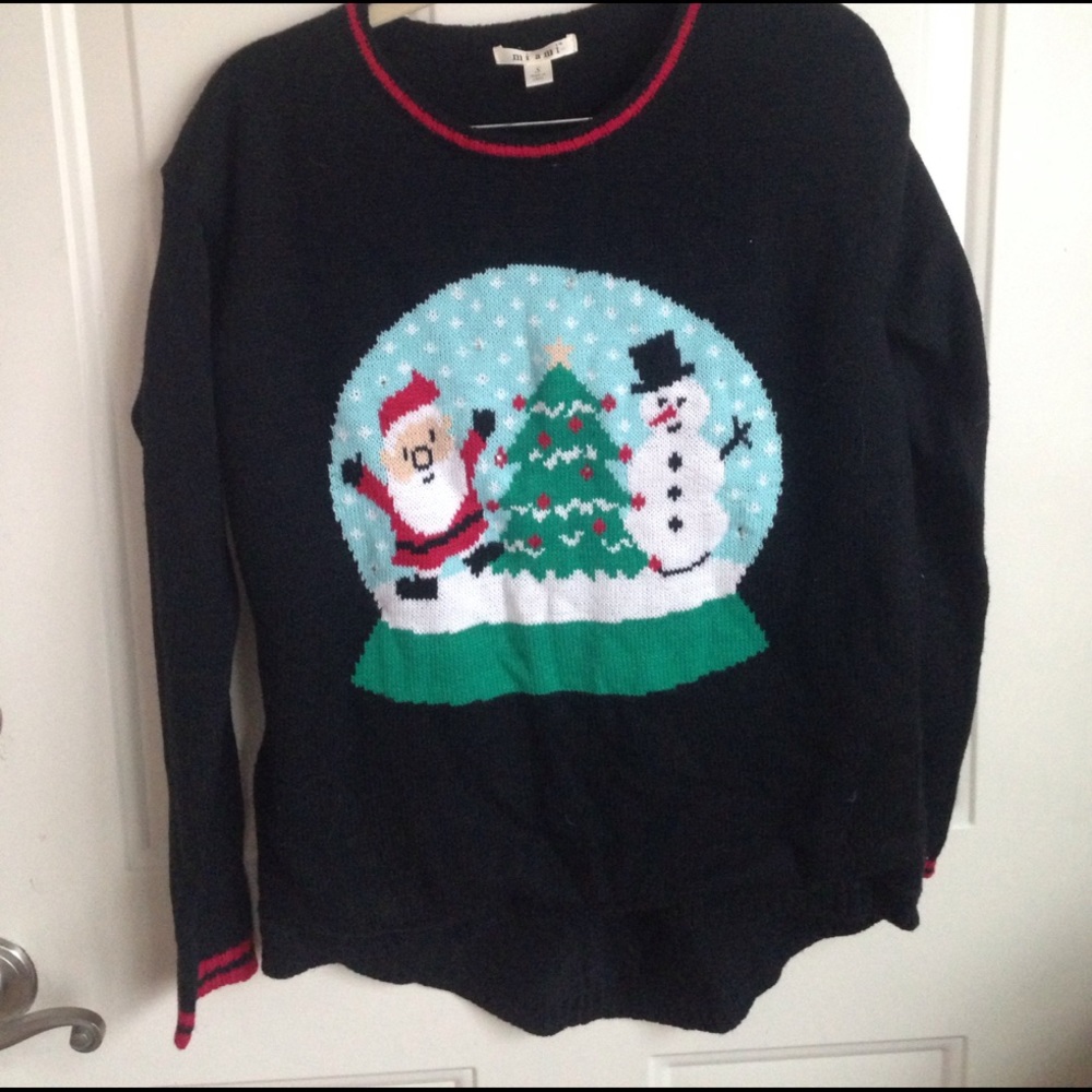 Small Black Francescas Christmas Light-Up Sweater