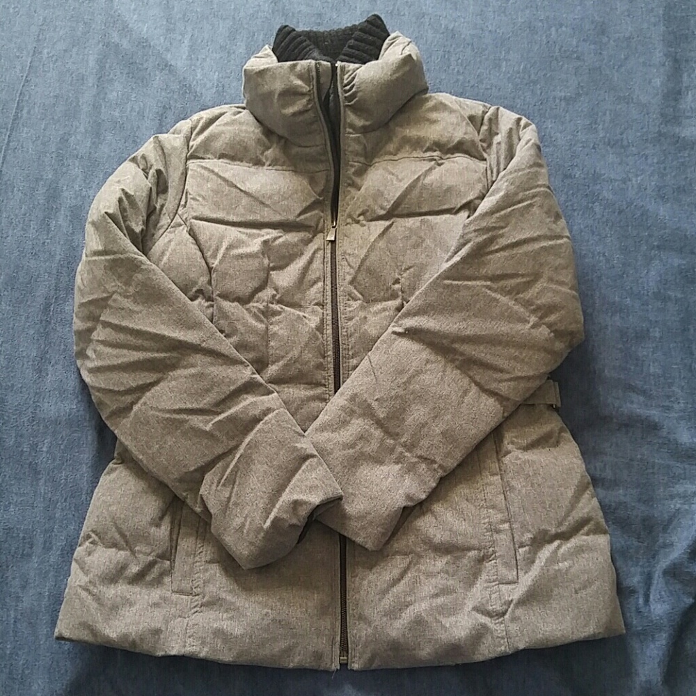 Ladies Gray/Grey Down Jacket with Knit Collar