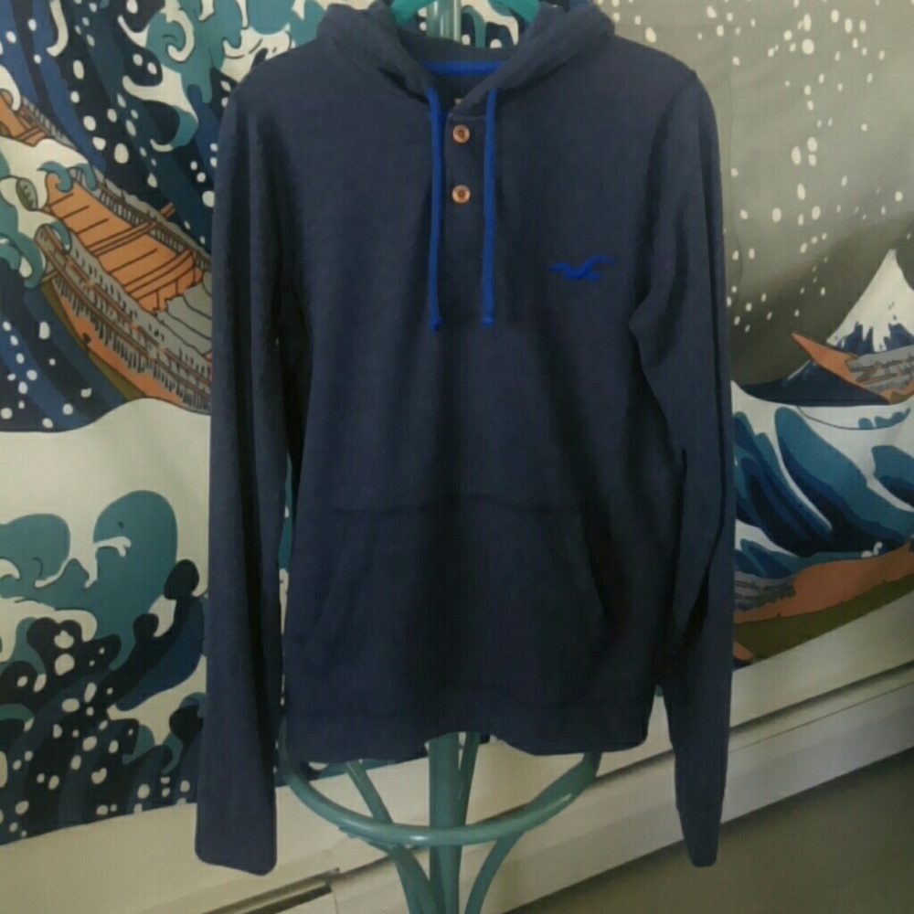 {Hollister}Men's Dark Blue with Royal Trim Hoodie