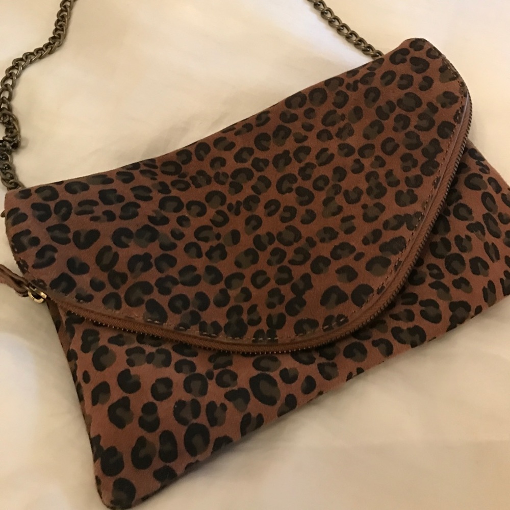 J Crew leopard purse.