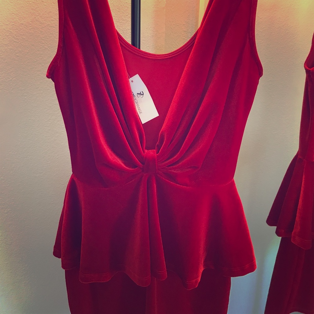 Red velvet cocktail dress