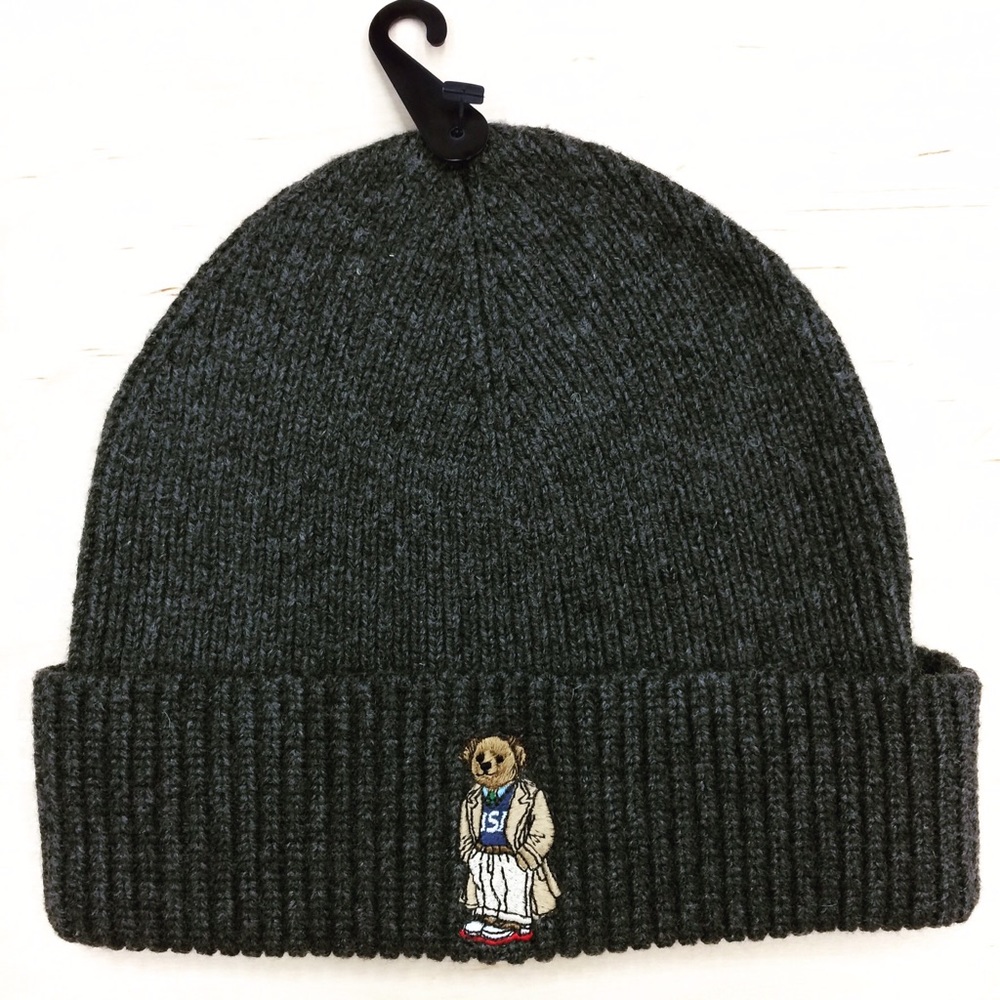 RL Polo Cotton "Bear" Cuff Beanie "Charcoal Grey"