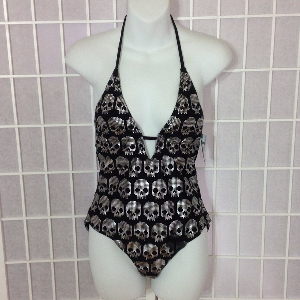 Silver Skull Swimsuit NWT