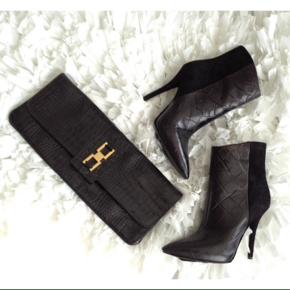 L.K. Bennet Black Croc Clutch ❤️