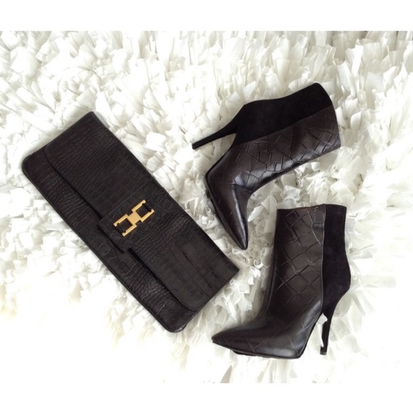 L.K. Bennet Black Croc Clutch ❤️ - Picture 8 of 8