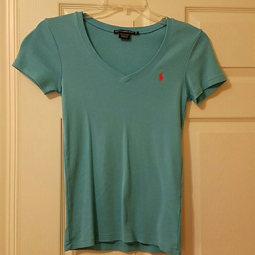 Ralph Lauren Sport blue tee with pink polo player