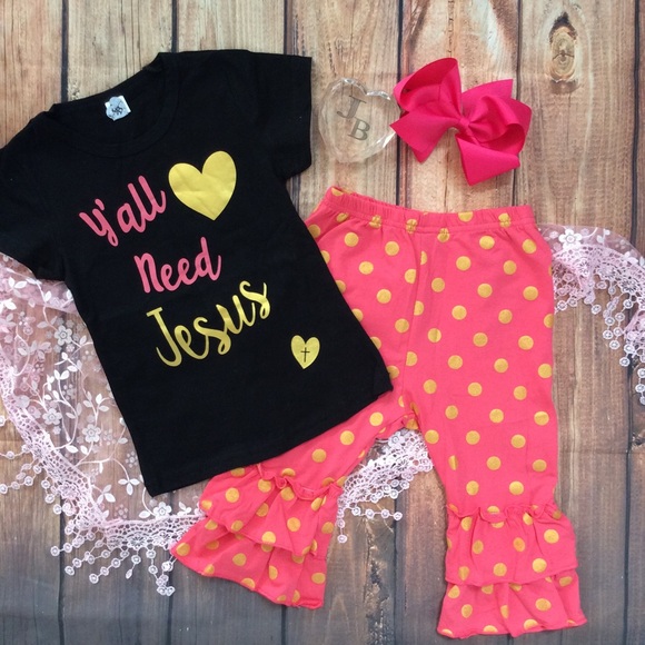 Other - Boutique Toddler Girl YALL need JESUS 3pc Outfit