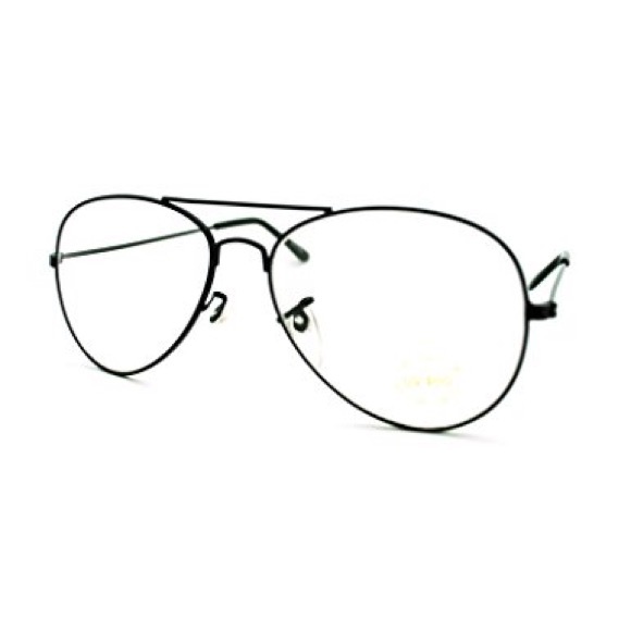 Black framed clear aviator glasses - Picture 2 of 3