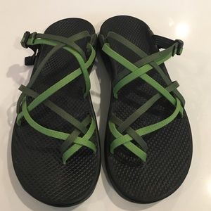 Light and Army Green Chaco Open Back Sandal