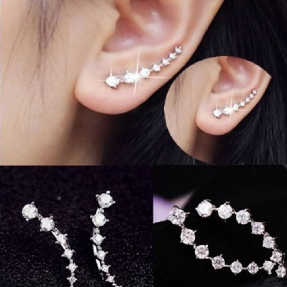 🔴Silver tone diamond like earring