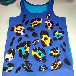 Justice 12 tank like new black glitter/cheetah