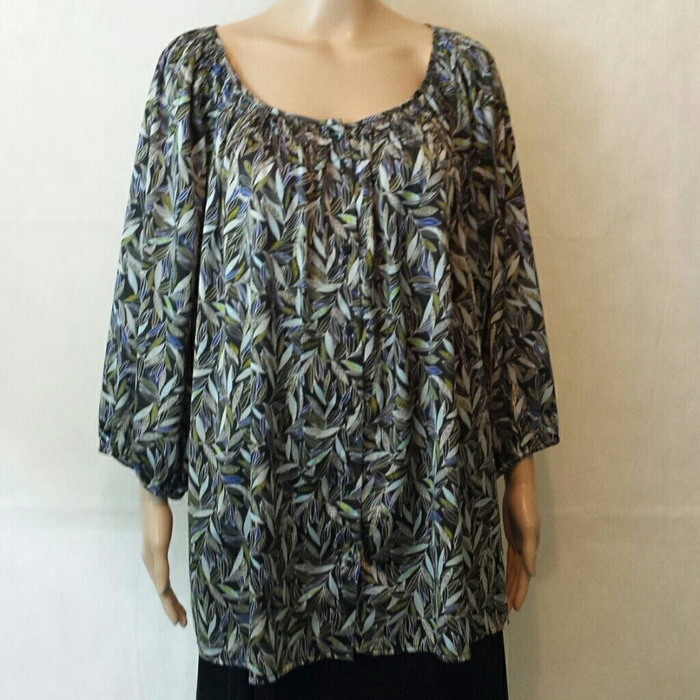 Blouse by George-Loose Fitting, 3/4 Sleeves.
