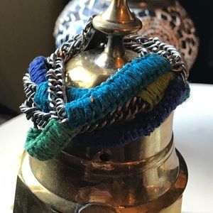 Lucky Metal chain link bracelet- blue green