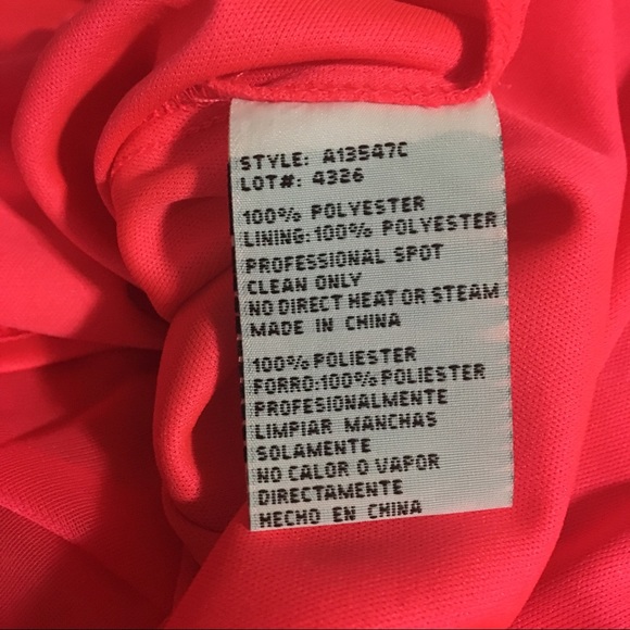 Cache Pleated High Low Hem Coral Gown Dress - Picture 6 of 8