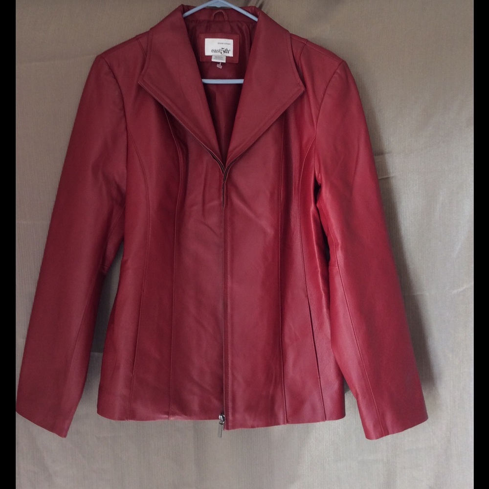 Red genuine leather jacket