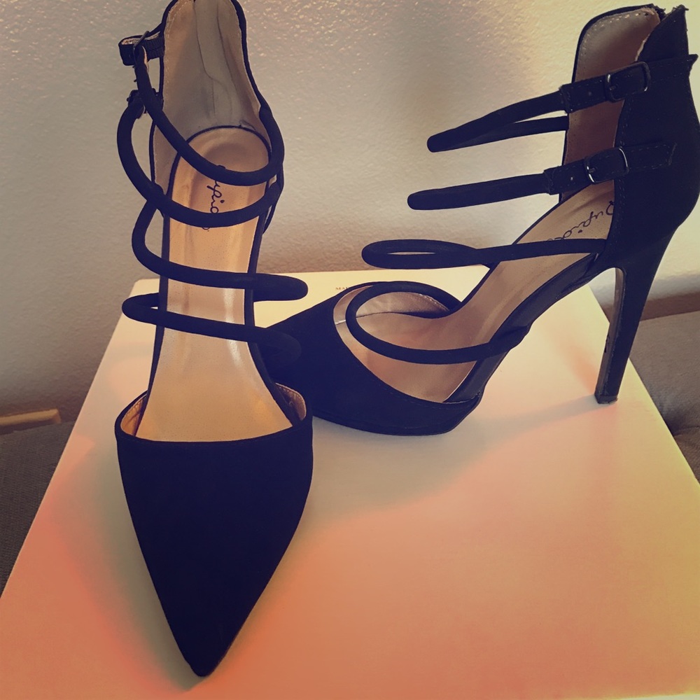 Black straps heels