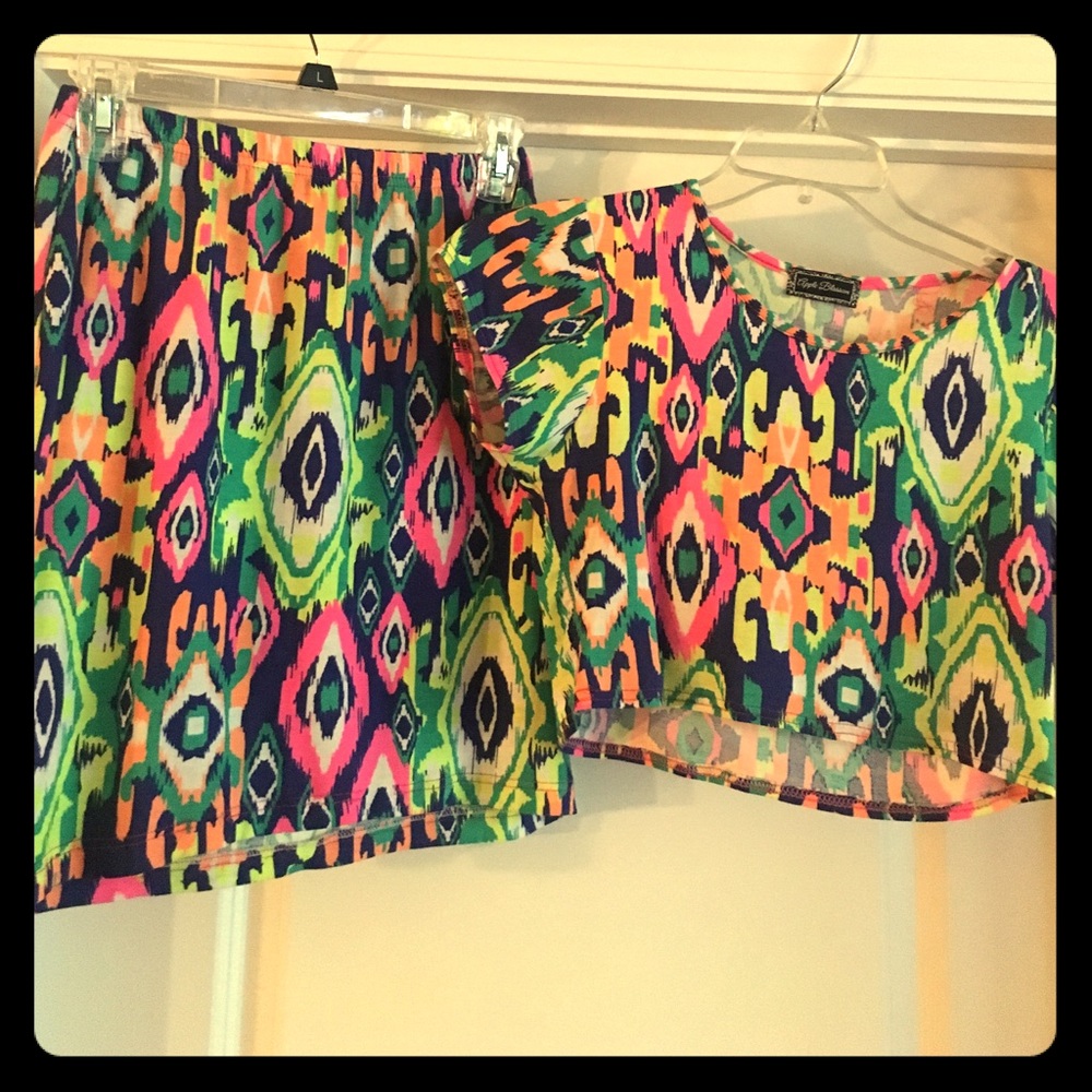 Instagram Boutique Crop Top and Skirt Set