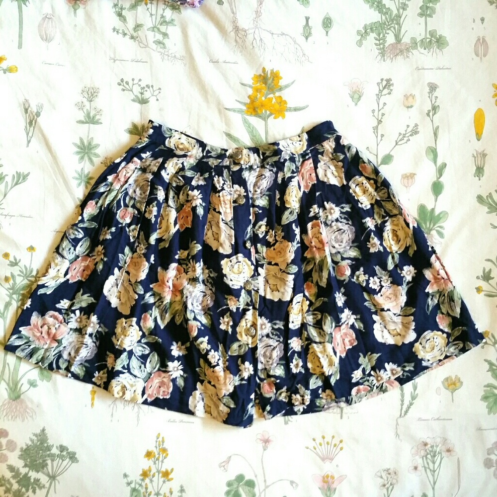 Vintage 90's High-waisted Floral Skirt