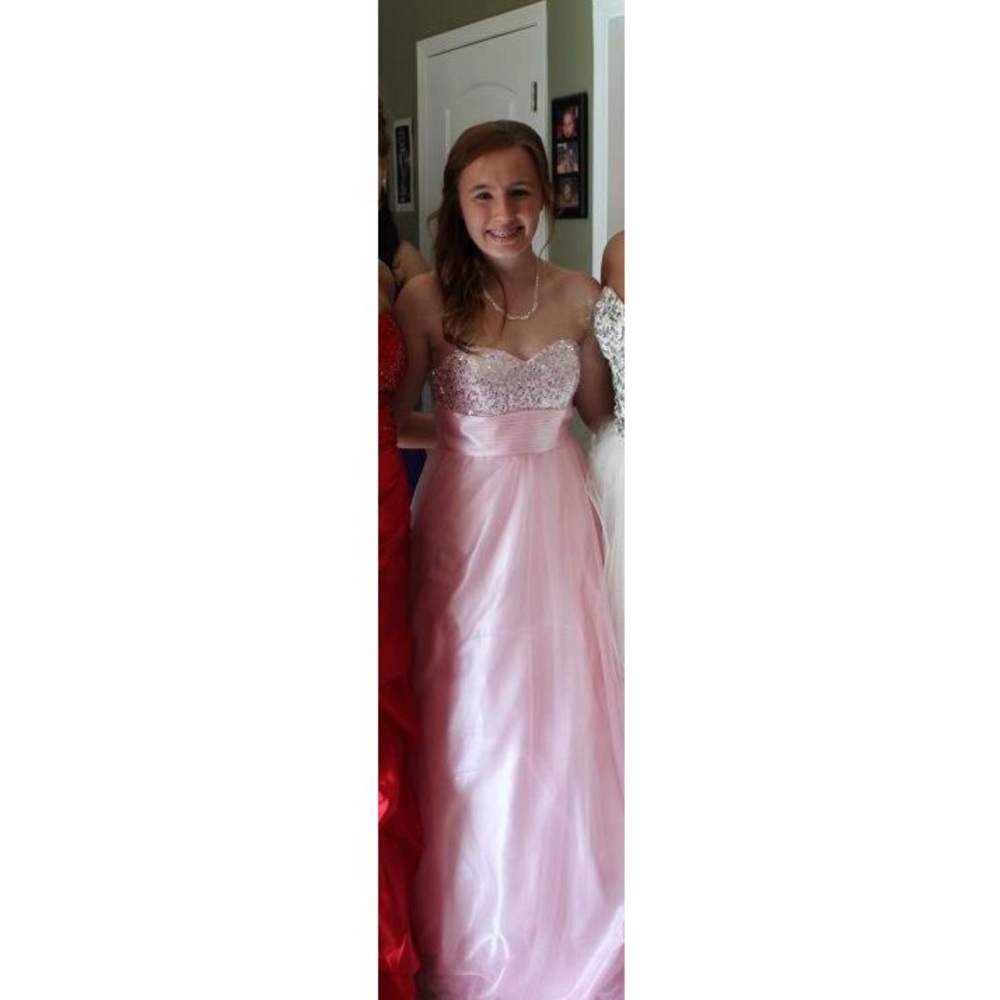 David's Bridal Long Pink Prom Dress