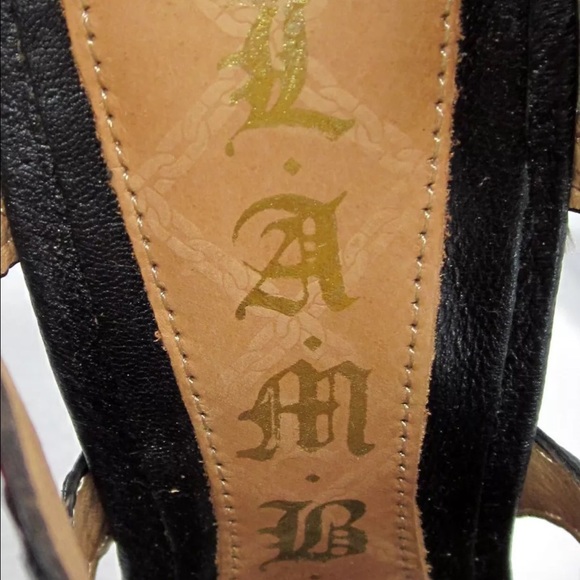 L.A.M.B  Leather Stiletto Sandal, Black, Size 9M - Picture 4 of 4