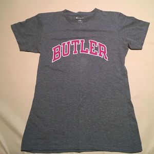 Gray and pink Butler University T-shirt