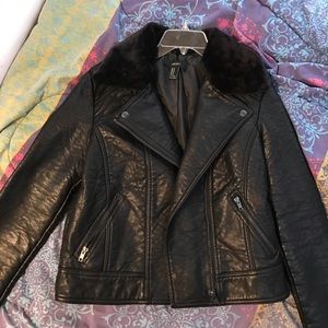 Black Faux Leather Moto Jacket