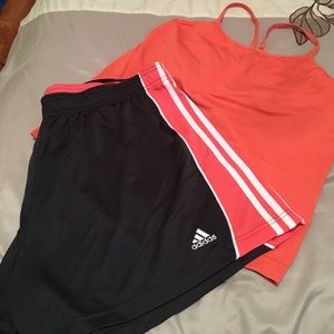 Sportswear set with top and Adidas shorts