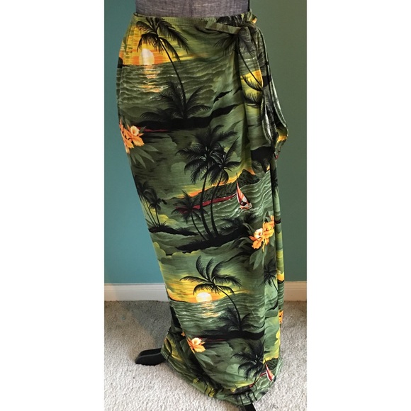 Vintage Skirts - Vintage Stretch Maxi Wrap Skirt Coverup Tropical Vintage Skirts - Vintage Stretch Maxi Wrap Skirt Coverup Tropical
