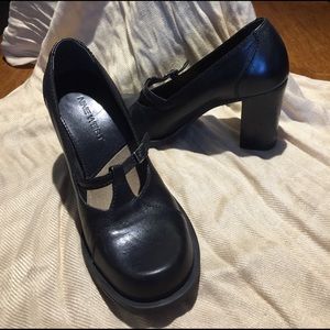 Black Mary Jane T-Strap Pumps