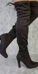 Grey  thigh high boots