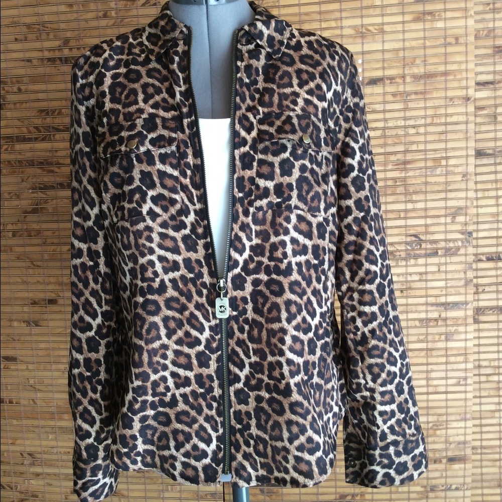 Michael Kors zip shirt- beautiful animal print