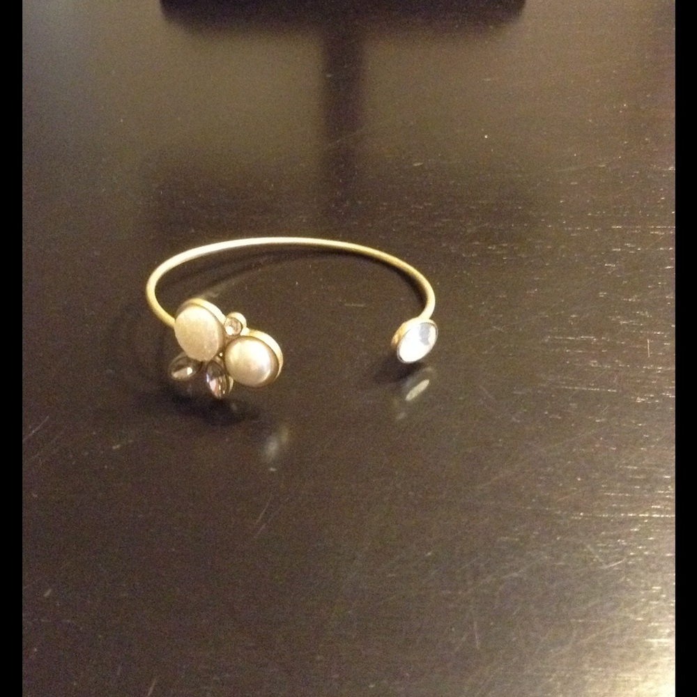 Burnished Gold bracelet with pearl and Cz accents