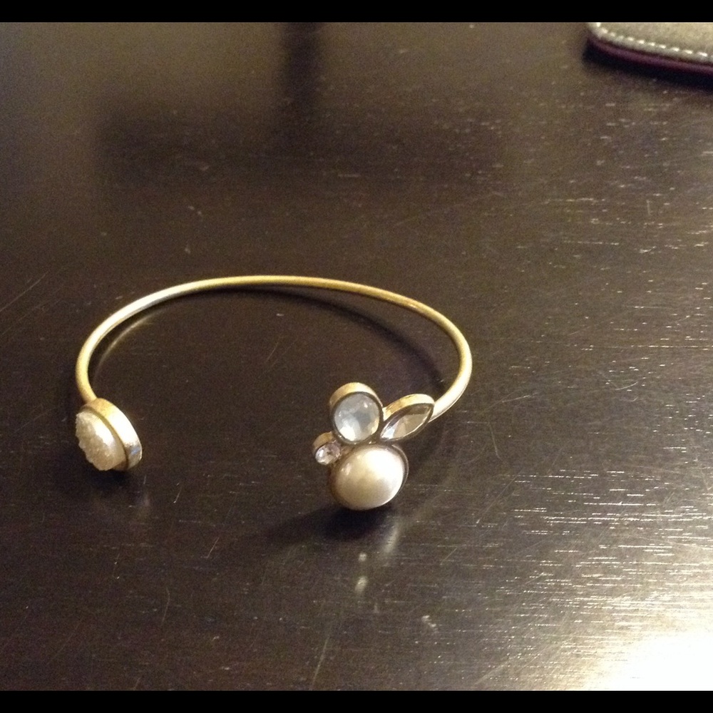 Burnished gold open bangle bracelet