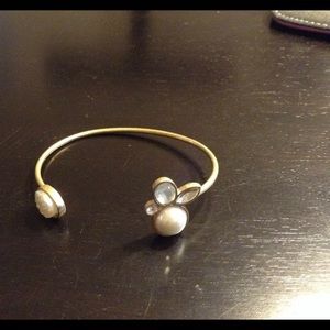 Burnished gold open bangle bracelet