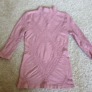 Pink Mock Turtleneck Top