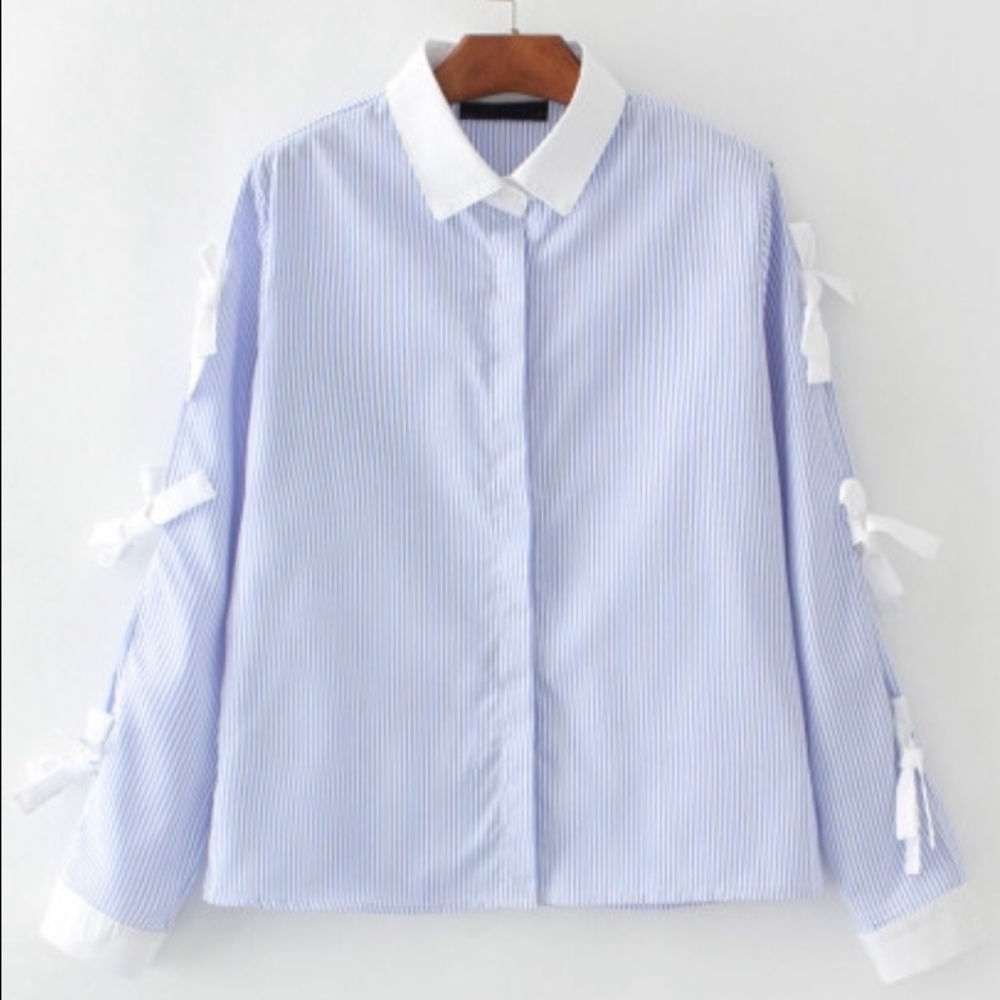 Blow Sleeve Contrast Blouse