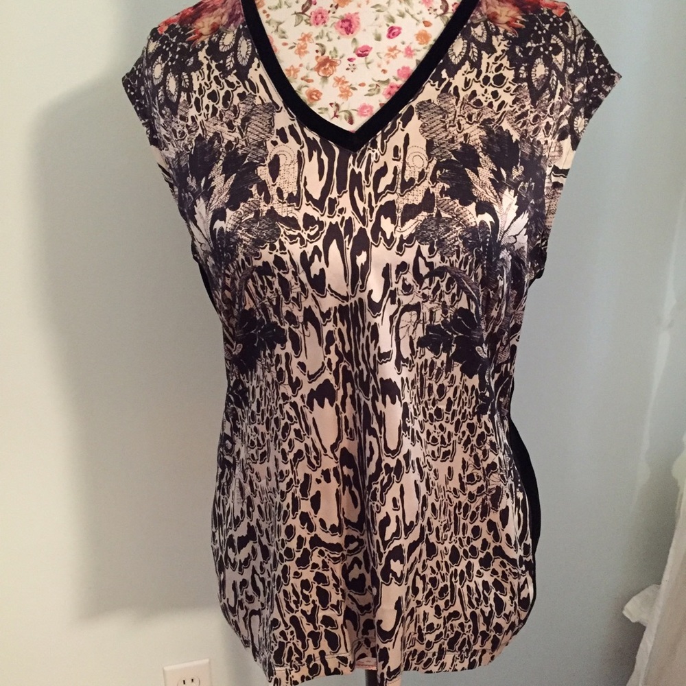 Silk and velvet animal print shirt