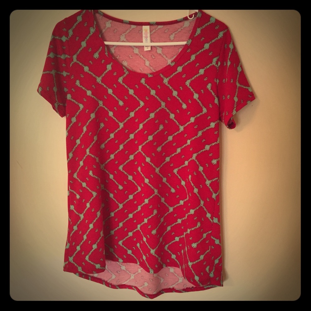 LulaRoe "Classic T" - Teal + Jewel-toned Pink